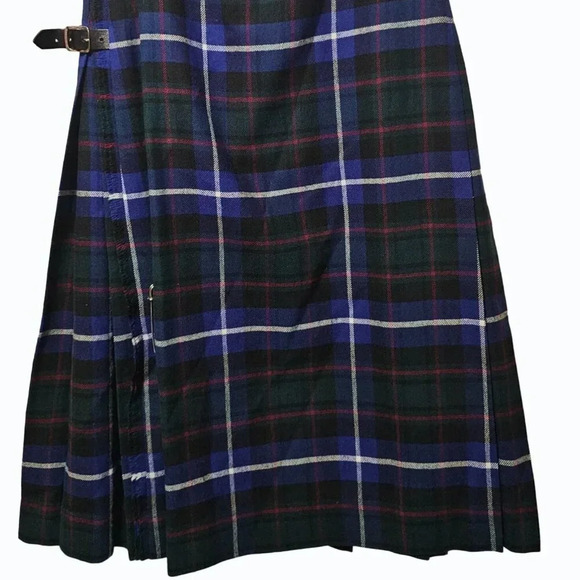 Plaid Midi Skirt - Black and Blue - Picture 4 of 10